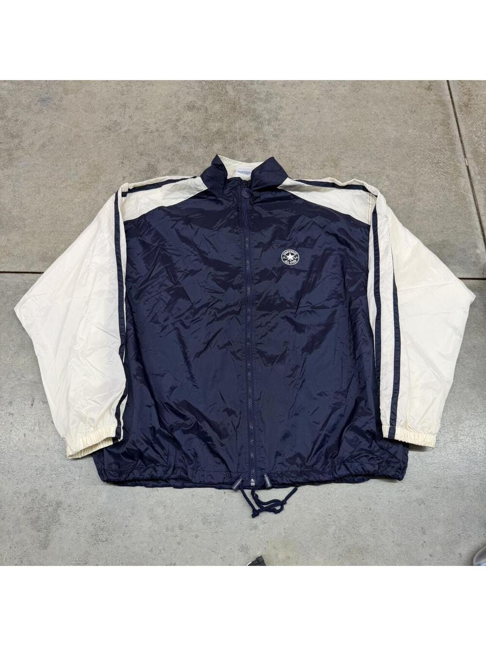 vintage converse all star navy and white zip up track jacket size large